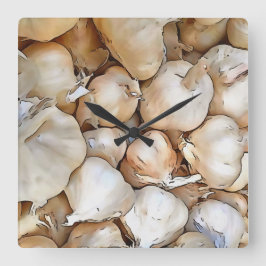 ガーリック芸術的球根ブラックアウトラインストア スクエア壁時計