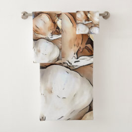 ガーリック芸術的球根ブラックアウトラインストア バスタオルセット