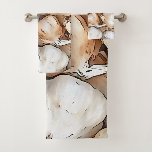 ガーリック芸術的球根ブラックアウトラインストア バスタオルセット (インサイチュ)