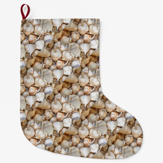 ガーリック芸術的球根ブラックアウトラインストア ラージクリスマスストッキング (正面)