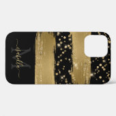 ガーリーおもしろいブラック金ゴールドグリッタースクリプモノグラムのト Case-Mate iPhoneケース (裏面 (横))