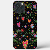 ガーリーおもしろい10代のトレンディーブラックフローラ吸光度 Case-Mate iPhoneケース (裏面)