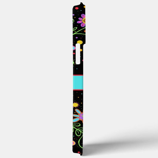 ガーリーおもしろい10代のトレンディーブラックフローラ吸光度 Case-Mate iPhoneケース (裏面 / 右)