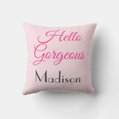 ガーリーかわいらしパーソナライズされたPink Helloゴージャスな名前 クッション (裏面)