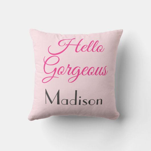 ガーリーかわいらしパーソナライズされたPink Helloゴージャスな名前 クッション (裏面)