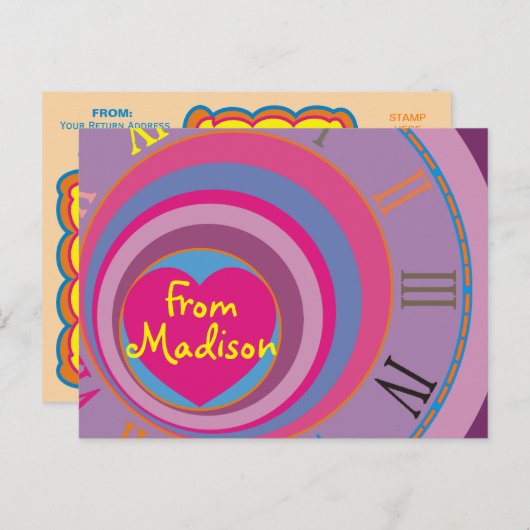 ガーリーかわいらし回る円の子供たち竜巻かわいい芸術 ポストカード (正面/裏面)