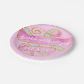 ガーリーかわいらし赤面ピンク金ゴールドグリッタースパークルハート ペーパープレート (アングル)