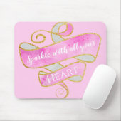 ガーリーかわいらし赤面ピンク金ゴールドグリッタースパークルハート マウスパッド (マウス)