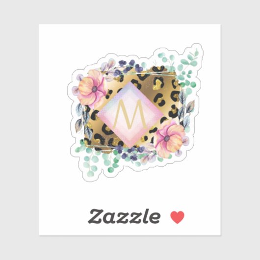 ガーリーかわいらしLeopardプリント金ゴールドモノグラムの シール (シート)