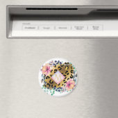 ガーリーかわいらしLeopardプリント金ゴールドモノグラムの マグネット (インサイチュ (食洗機))