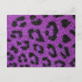 ガーリーでかわいく粋な紫色のグリッターのチータのプリント ポストカード (正面)