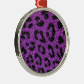 ガーリーでかわいく粋な紫色のグリッターのチータのプリント メタルオーナメント (右)