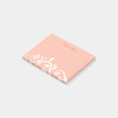 ガーリーでカスタムなピンクの花、つる植物および葉のボーダー ポストイット (アングル)