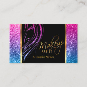 ガーリーでカラフルなグリッターのメーキャップアーティスト 名刺