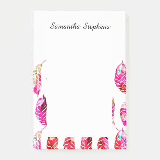 ガーリーでカラフルな水彩画の手描きの羽 ポストイット (正面)