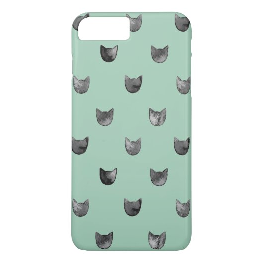 ガーリーでシックでかわいい猫パターン緑 Case-Mate iPhoneケース (裏面)