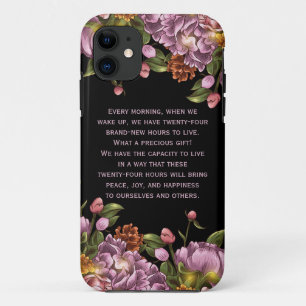 ガーリーでパーソナライズなピンクのシャクヤクの花柄 iPhone 11 ケース