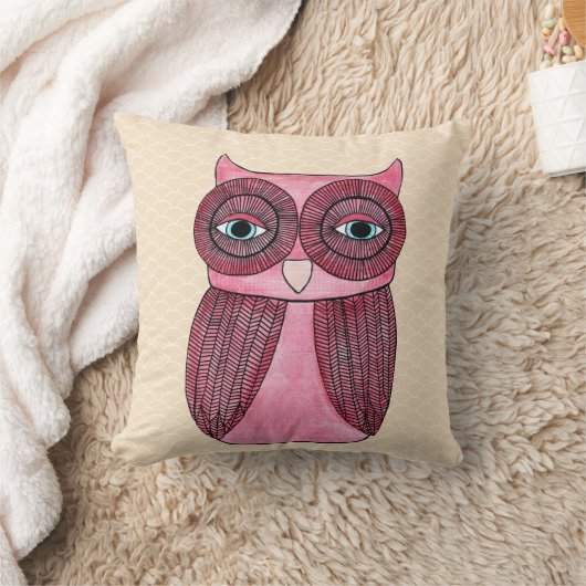 ガーリーでファンキーでモダンなフクロウの芸術のクッション クッション (ブランケット)