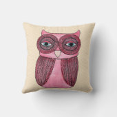 ガーリーでファンキーでモダンなフクロウの芸術のクッション クッション (裏面)