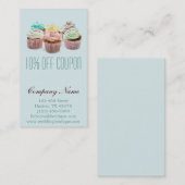 ガーリーでモダンでエレガントなパン屋のカラフルのカップケーキ 割引カード (正面/裏面)
