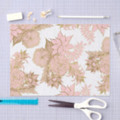 ガーリーでモダンな赤面のピンクのホワイトゴールドの花柄 薄葉紙 (クラフト)