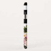 ガーリーでモノグラムのな金ゴールドの花の白黒のストライプ Case-Mate iPhoneケース (裏面/右)