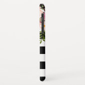 ガーリーでモノグラムのな金ゴールドの花の白黒のストライプ Case-Mate iPhoneケース (裏面/左)