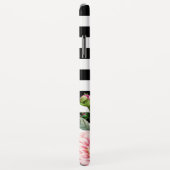 ガーリーでロマンチックな花の白黒のストライプのモノグラム Case-Mate iPhoneケース (裏面/右)