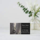 ガーリーで抽象的なシカの(雄ジカの)枝角のシカのシルエット 名刺 (スタンド正面)