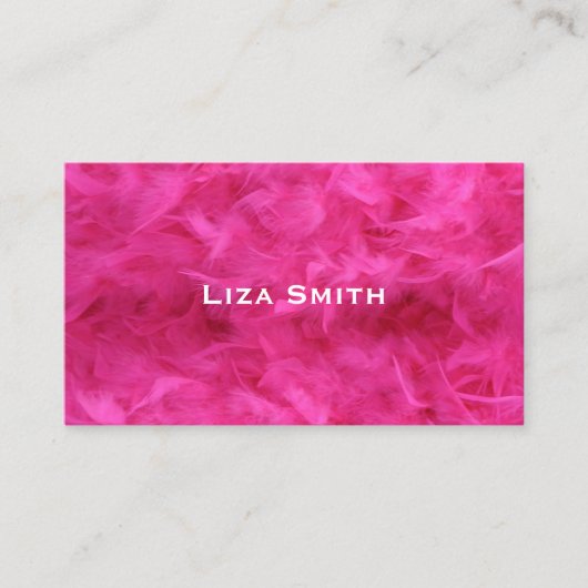 ガーリーで明るいピンクの羽のセクシーな名刺 名刺 (正面)