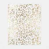 ガーリーで白くフェイクな金ゴールドのヒョウのアニマルプリント フリースブランケット (正面)