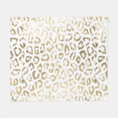 ガーリーで白くフェイクな金ゴールドのヒョウのアニマルプリント フリースブランケット (正面(横))