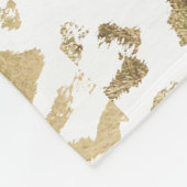 ガーリーで白くフェイクな金ゴールドのヒョウのアニマルプリント フリースブランケット (角)