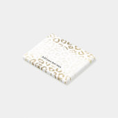 ガーリーで白くフェイクな金ゴールドのヒョウのアニマルプリント ポストイット (アングル)