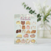 ガーリーで真新しい緑のフランスのなデザートの甘味を加えたチョコレート ポストカード (スタンド正面)