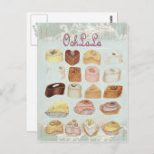 ガーリーで真新しい緑のフランスのなデザートの甘味を加えたチョコレート ポストカード (正面/裏面)