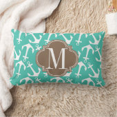 ガーリーで航海のないかりのターコイズの茶色は個人化なります ランバークッション (ブランケット)