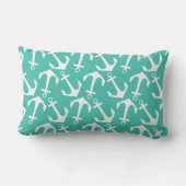 ガーリーで航海のないかりのターコイズの茶色は個人化なります ランバークッション (裏面)