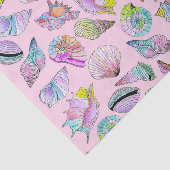 ガーリーで色彩の鮮やかな水彩画のペンキの夏の貝殻 薄葉紙 (詳細)