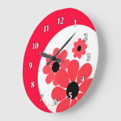 ガーリーで赤いデイジー ラージ壁時計 (傾斜)