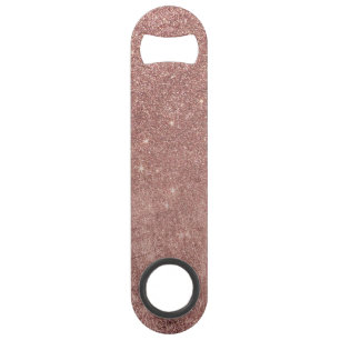 ガーリーで魅力的なピンクのバラの金ゴールドホイルおよびグリッターの網 スピード栓抜き