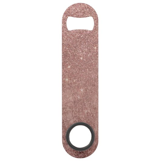 ガーリーで魅力的なピンクのバラの金ゴールドホイルおよびグリッターの網 スピード栓抜き (正面)