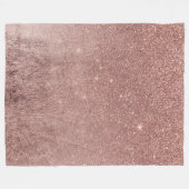 ガーリーで魅力的なピンクのバラの金ゴールドホイルおよびグリッターの網 フリースブランケット (正面(横))