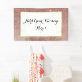 ガーリーで魅力的なピンクのバラの金ゴールドホイルおよびグリッターの網 横断幕 (インサイチュ)