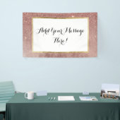 ガーリーで魅力的なピンクのバラの金ゴールドホイルおよびグリッターの網 横断幕 (トレードショー)