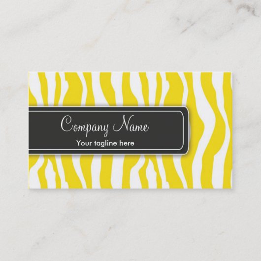 ガーリーで黄色いシマウマのプリントの名刺 名刺 (正面)