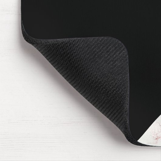 ガーリーで黒い及びばら色の金ゴールドの大理石の抽象芸術のモノグラム マウスパッド (コーナー)