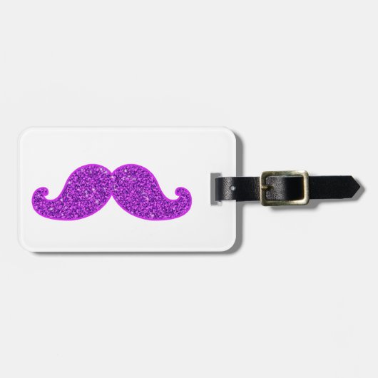 ガーリーなおもしろいのレトロの髭の紫色のグリッター ラゲッジタグ (正面横)