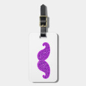 ガーリーなおもしろいのレトロの髭の紫色のグリッター ラゲッジタグ (正面縦)