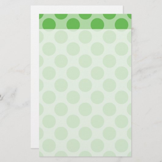ガーリーなおもしろいの緑のかわいい緑の水玉模様パターン 便箋 (正面/裏面)